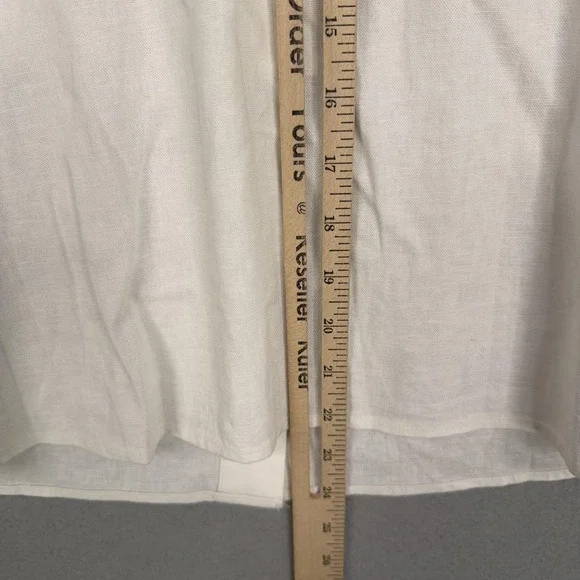 J Crew Shirt Womens Large White Linen Blend Ruffle Strap Button Front Tank - Picture 12 of 13